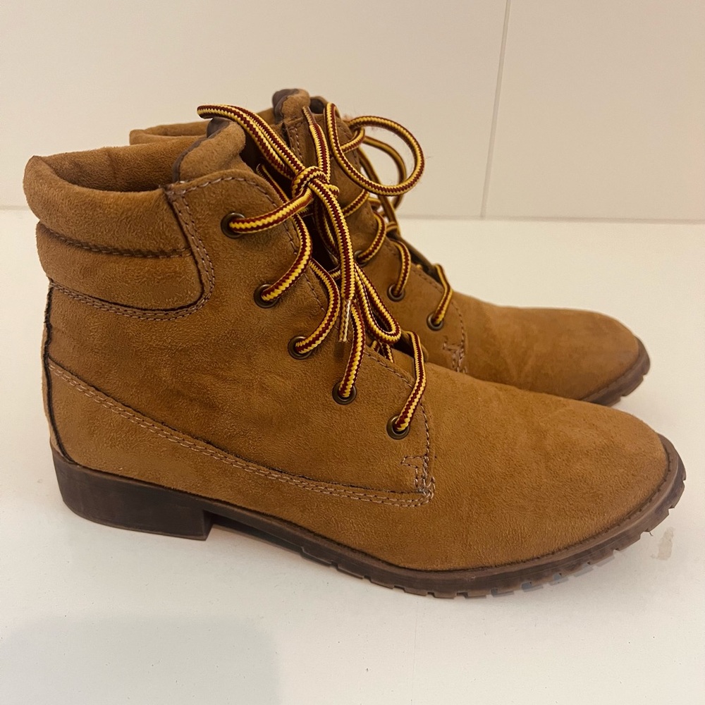 Mad Love cognac nutmeg lace up ankle boots